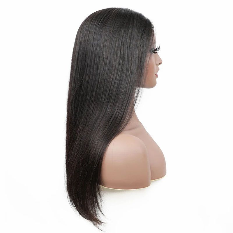 24 Inch Lace Front Wigs Human Hair Straight Wear and Go Glueless Wigs Human Hair Pre Plucked Pre Cut T Part HD Lace Front Wig 180% Density Black Layered Wig