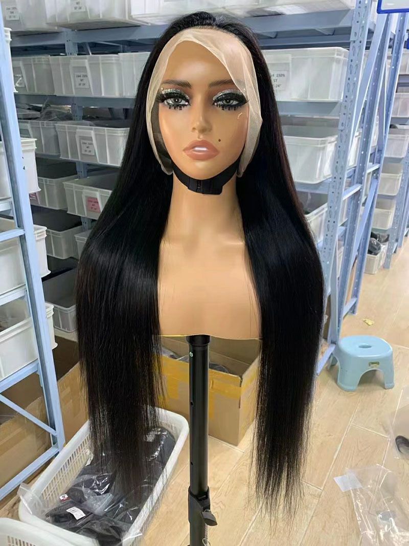 24 Inch Lace Front Wigs Human Hair Straight Wear and Go Glueless Wigs Human Hair Pre Plucked Pre Cut T Part HD Lace Front Wig 180% Density Black Layered Wig