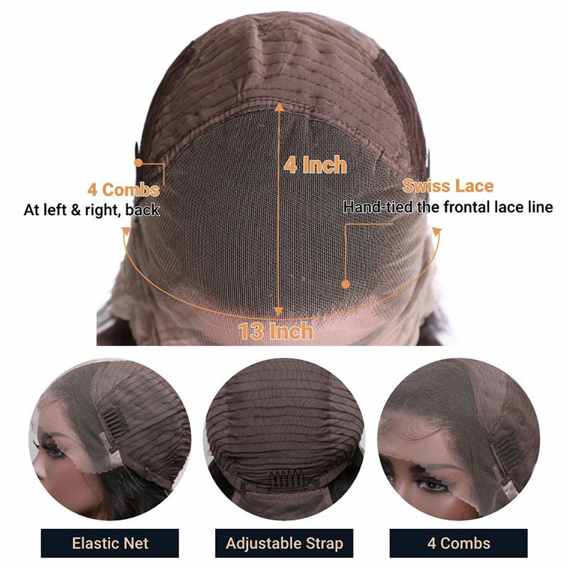 24 Inch Lace Front Wigs Human Hair Straight Wear and Go Glueless Wigs Human Hair Pre Plucked Pre Cut T Part HD Lace Front Wig 180% Density Black Layered Wig