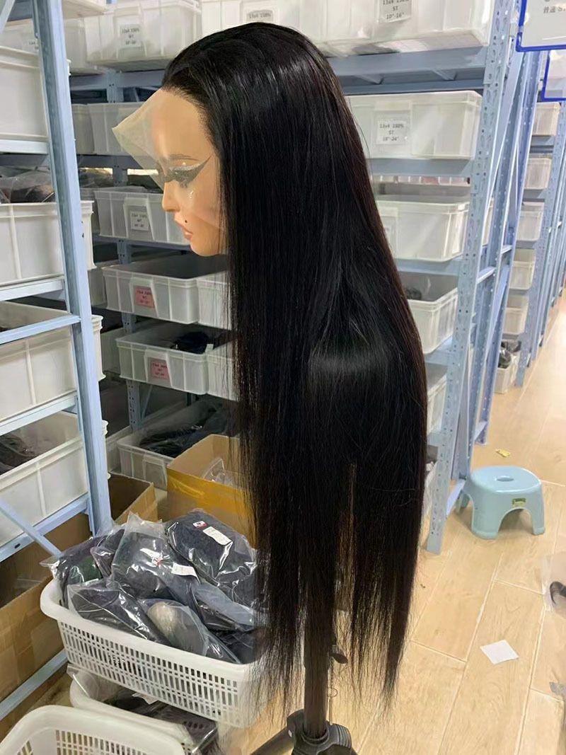 24 Inch Lace Front Wigs Human Hair Straight Wear and Go Glueless Wigs Human Hair Pre Plucked Pre Cut T Part HD Lace Front Wig 180% Density Black Layered Wig