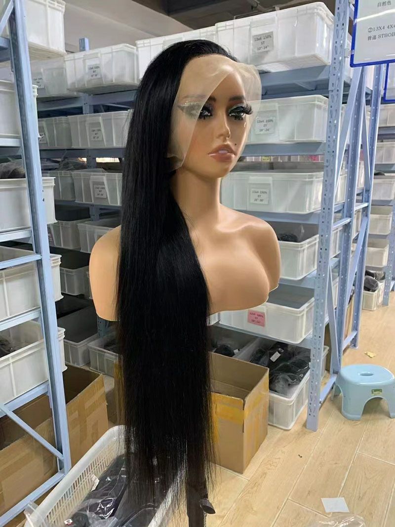 24 Inch Lace Front Wigs Human Hair Straight Wear and Go Glueless Wigs Human Hair Pre Plucked Pre Cut T Part HD Lace Front Wig 180% Density Black Layered Wig