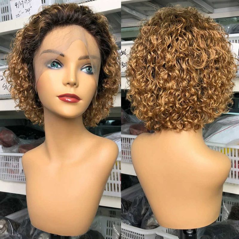 Unprocessed  Short Curly Pixie Cut Wig Human Hair,  Lace Front Human Hair Wigs for Black Women,  Layered Lightweight and Breathable Wig, Pixie Curly Wig WIth Lace Human Hair
