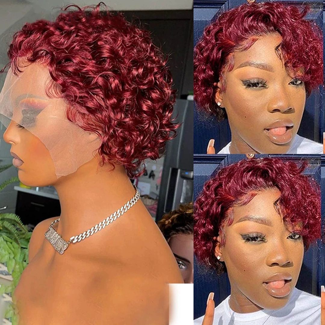 Unprocessed  Short Curly Pixie Cut Wig Human Hair,  Lace Front Human Hair Wigs for Black Women,  Layered Lightweight and Breathable Wig, Pixie Curly Wig WIth Lace Human Hair