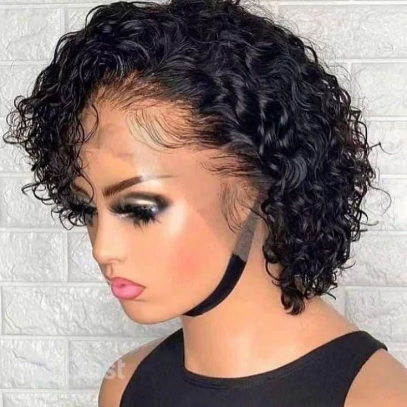 Unprocessed  Short Curly Pixie Cut Wig Human Hair,  Lace Front Human Hair Wigs for Black Women,  Layered Lightweight and Breathable Wig, Pixie Curly Wig WIth Lace Human Hair