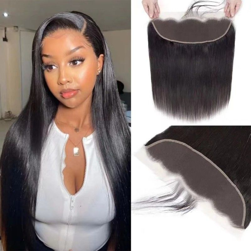 13x4 Lace Frontal Closure Ear to Ear HD Lace Frontal 12 Inch Brazilian Straight Frontal Lace Closure Virgin Human Hair Frontals Natural Black 150% Density