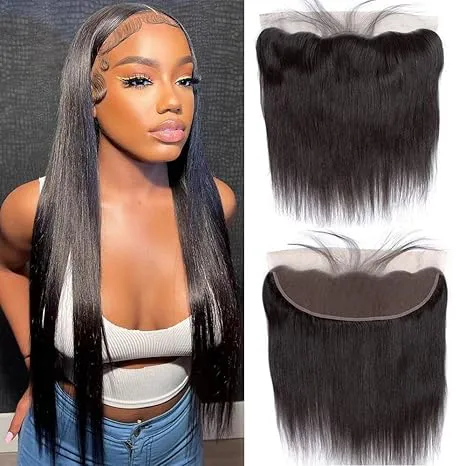 13x4 Lace Frontal Closure Ear to Ear HD Lace Frontal 12 Inch Brazilian Straight Frontal Lace Closure Virgin Human Hair Frontals Natural Black 150% Density