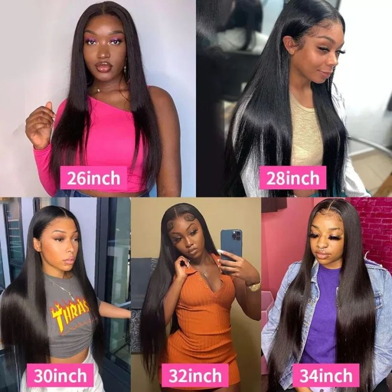 13x4 HD Lace Closure Wigs Human Hair Glueless Straight HD Lace Front Wigs Human Hair Pre Plucked 180 Density Wigs (30 Inch)