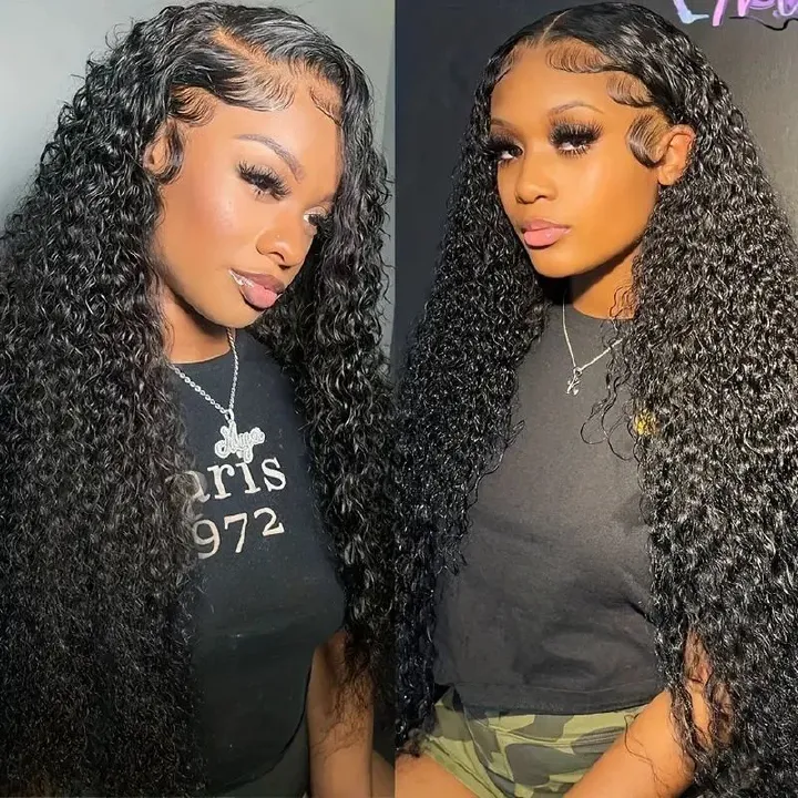 HD Lace Front Human Hair Wigs for Black Women Glueless Lace Front Wig 13x4 Kinky Curly Lace Front Wig Human Hair Pre Plucked Hairline Brazilian Hair Natural Color (26inch, Curly Wig)