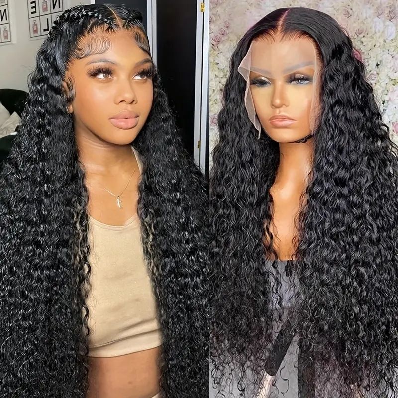 HD Lace Front Human Hair Wigs for Black Women Glueless Lace Front Wig 13x4 Kinky Curly Lace Front Wig Human Hair Pre Plucked Hairline Brazilian Hair Natural Color (26inch, Curly Wig)