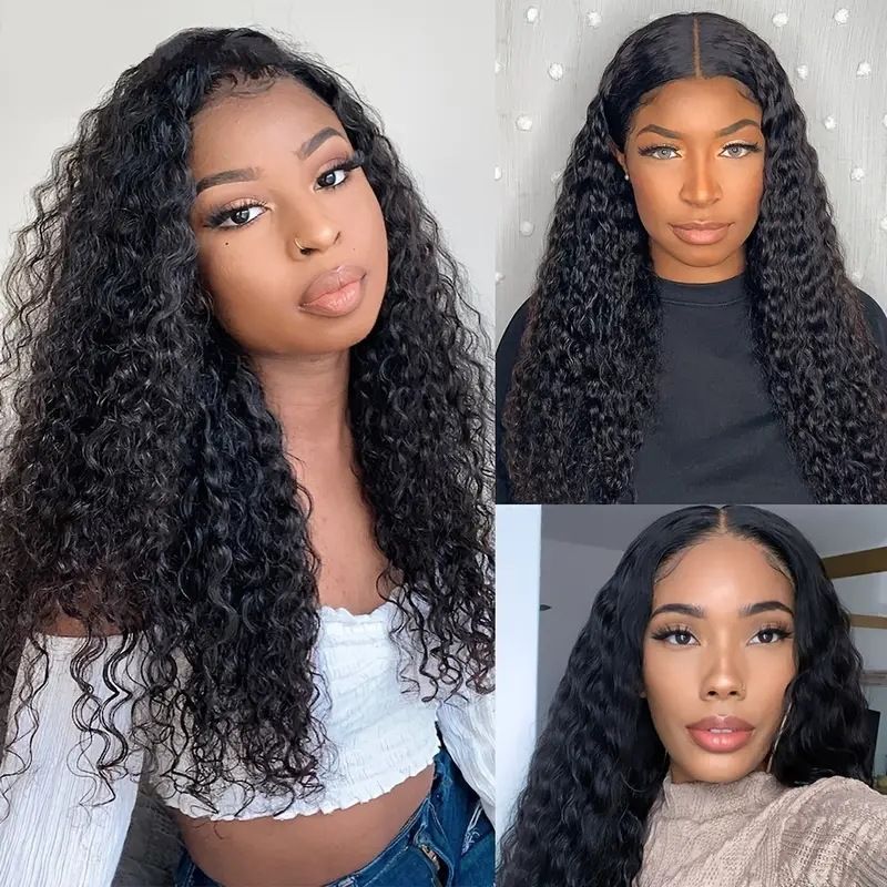 HD Lace Front Human Hair Wigs for Black Women Glueless Lace Front Wig 13x4 Kinky Curly Lace Front Wig Human Hair Pre Plucked Hairline Brazilian Hair Natural Color (26inch, Curly Wig)