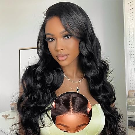13x4  Wear and Go Glueless Wigs Human Hair Pre Plucked Pre Cut 5x5 HD Body Wave Lace Closure Wigs for Women 180 Density Ready to Go  Closure Wig Easy Install Natural Black 26inch