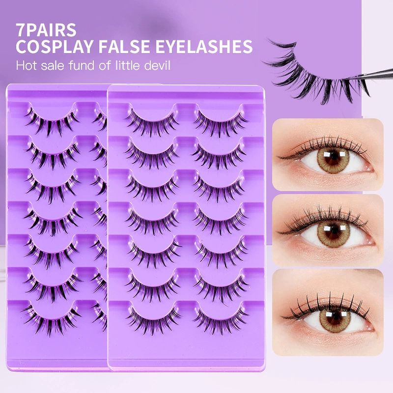 False Eyelashes 3D Lashes Natural Reusable - 7 Pairs Natural Fluffy False Eyelashes Gift for Beginners Eyelashes Natural Look Dramatic Lashes view 2