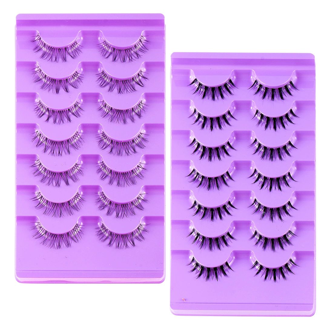 False Eyelashes 3D Lashes Natural Reusable - 7 Pairs Natural Fluffy False Eyelashes Gift for Beginners Eyelashes Natural Look Dramatic Lashes view 5