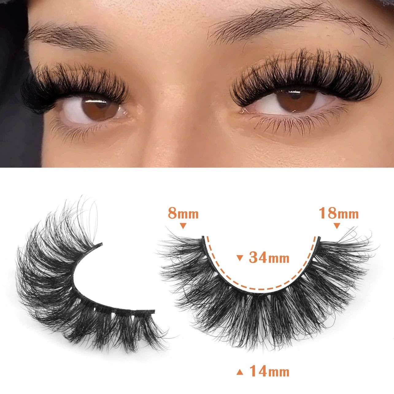 Wispy False Eyelashes Mink Lashes Natural Look Cat Eye Lashes Pack 10 Pairs Fake Eyelashes Like Extensions 5D Volume Strip Lashes 18mm Mink Eyelashes