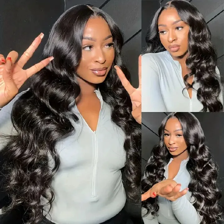 Body Wave Lace Front Wigs Wear and Go Glueless Women Wig 180% Density Glueless HD Transparent No Lace Frontal Wigs Wig for Women (24 Inch)