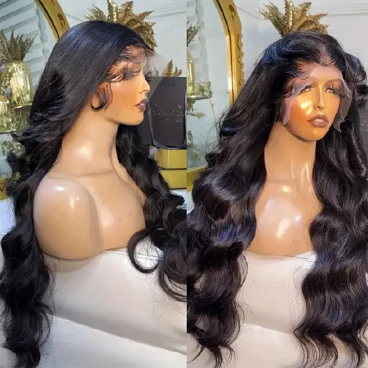 Body Wave Lace Front Wigs Wear and Go Glueless Women Wig Human Hair 180% Density Glueless HD Transparent No Lace Frontal Wigs Wig for Women (24 Inch)