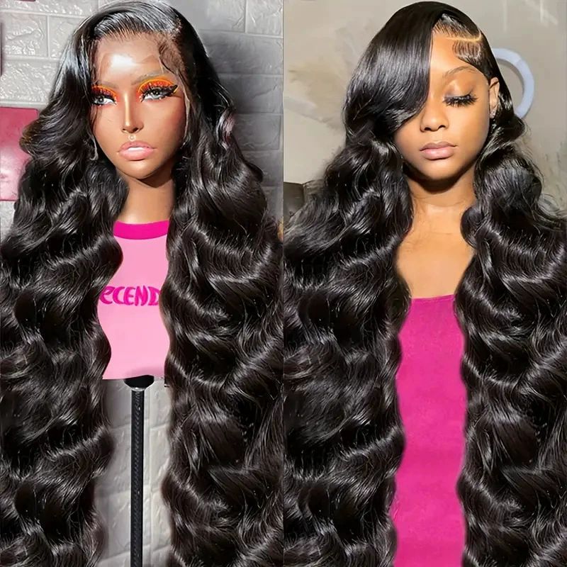 Body Wave Lace Front Wigs Wear and Go Glueless Women Wig Human Hair 180% Density Glueless HD Transparent No Lace Frontal Wigs Wig for Women (24 Inch)