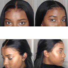 30 Inch 13x6 Straight Lace Front Wigs Thin HD Synthetic Human Hair  Glueless Pre Plucked Bleached Tiny Knots Full Lace Frontal Wig Upgraded 14A Soft Hair 200 Dentisty Black Wig