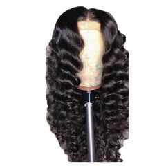 Deep Wave Lace Front Wigs 180 Density Deep Wave Wig 13x4 HD Lace Frontal Wigs for Black Women Glueless Wigs  24 Inch HD Transparent Lace Frontal Wig Natural Black Hairline