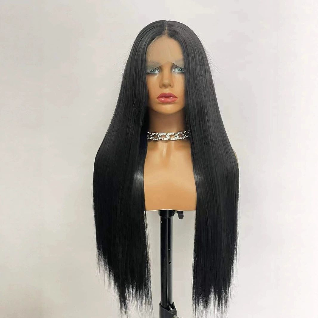 20 Inch Straight Lace Front Wig 210% Density Women Wig Pre Made Glueless Wig Pre Plucked No Glue Wear and Go HD Lace Closure for Beginners (Natural Black)