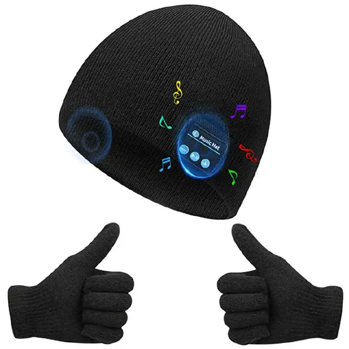 Bluetooth Beanie Hat with Light, Headlamp Cap with Headphones and Built-in Speaker Mic, Gifts for Men Women Teen