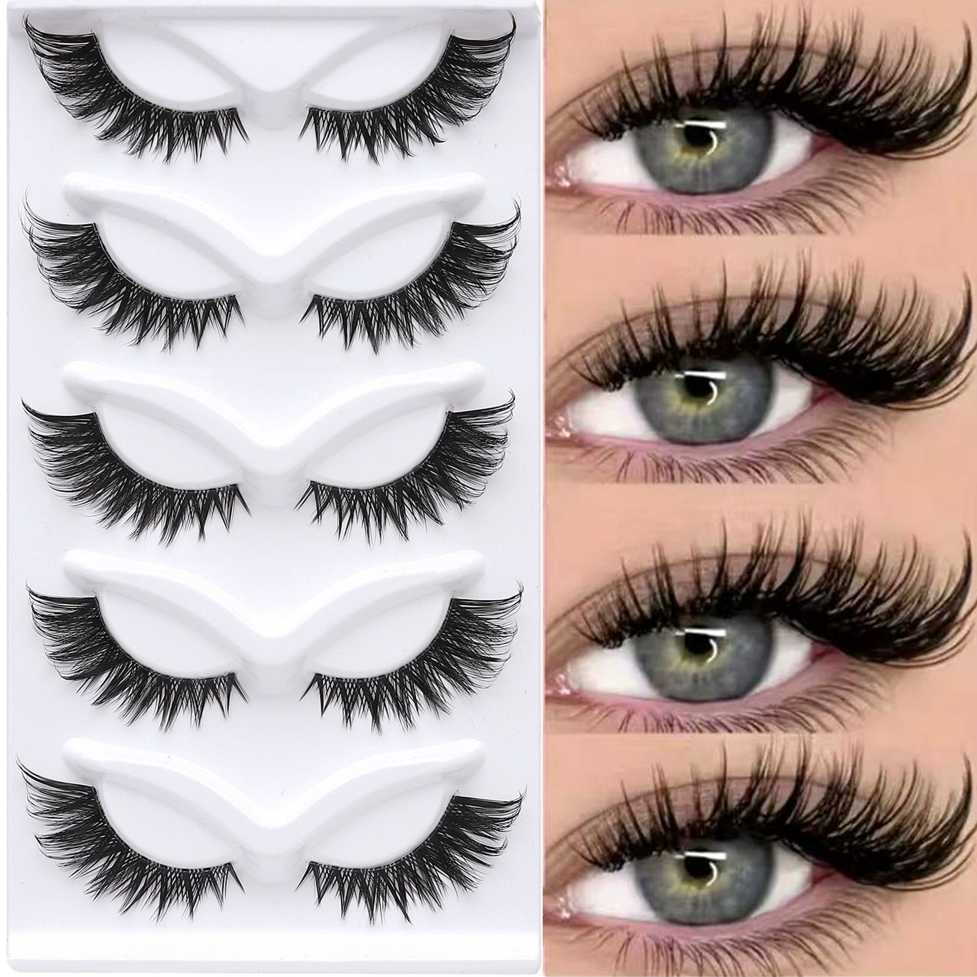 5pairs False Eyelash Strips Comfortable Fake Lashes for Everyday and Special Occasions Lightweight Easy to Apply for Dramatic Looks