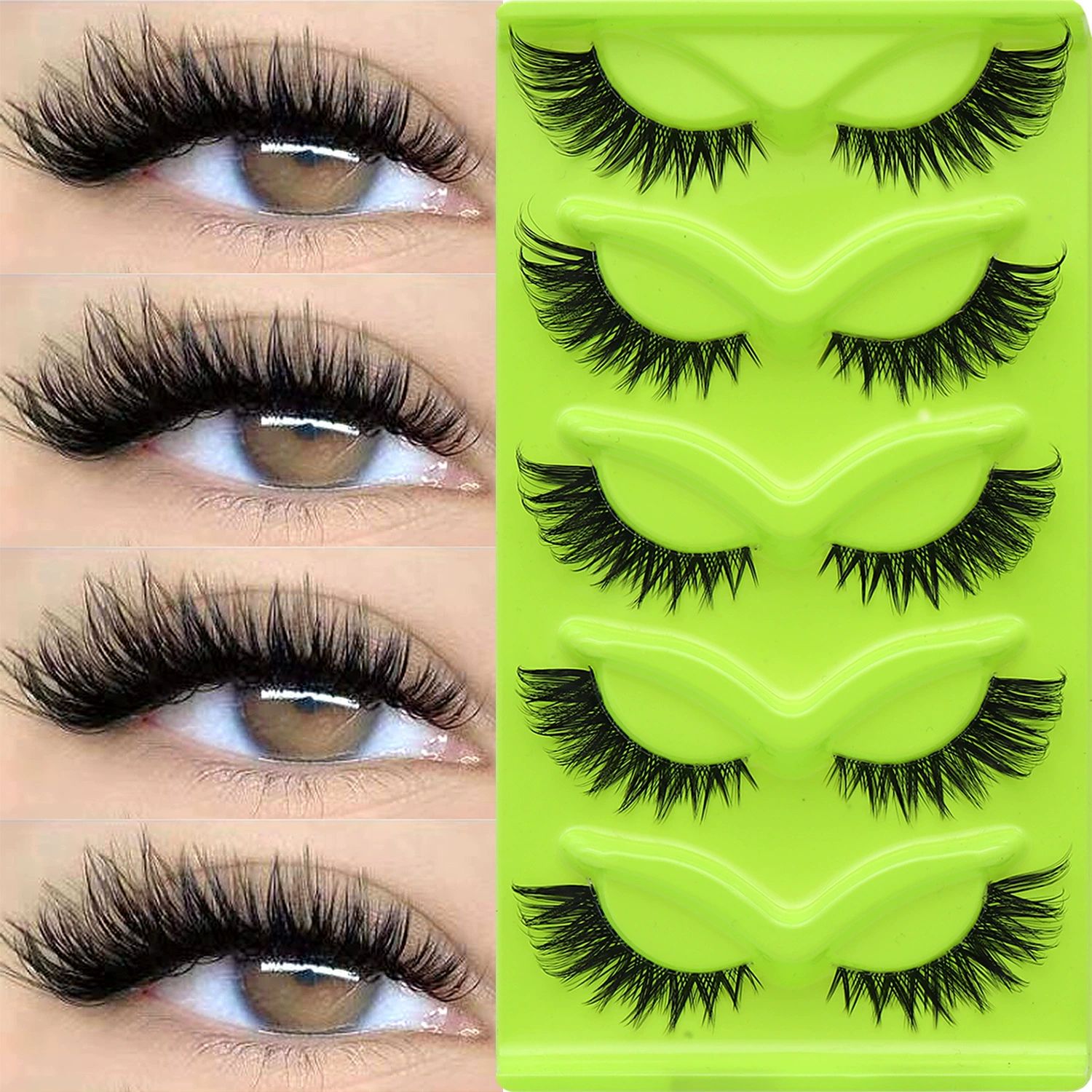 5 pairs Wispy Cat Eye Lashes Wispy False Eyelashes Natural look Eyelashes (CAT)