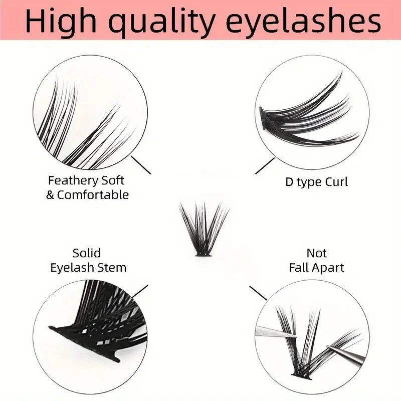 Segmental False Eyelash Set | 200pcs 30D/40D/60D/80D Natural Volume Lash Clusters | DIY at Home, Perfect for Daily and Special Occasions False Eyelashes (80D)With glue+tweezers+brush