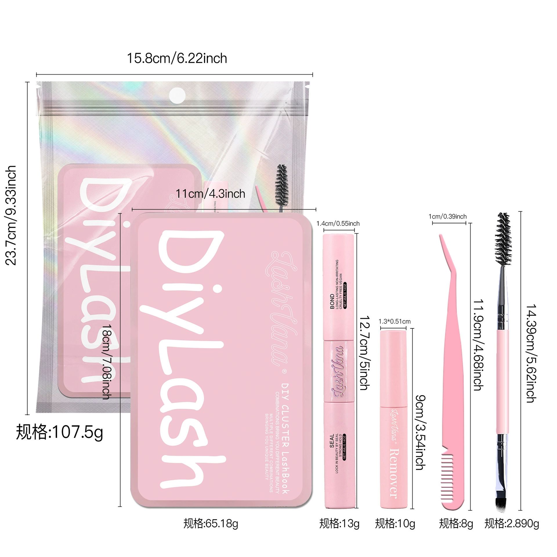 Lash Extension Kit DIY Colored Lash Clusters Kit Cluster Lashes Eyelash Extension Kit Individual Lashes with Lash Bond and Seal,Lash Tweezers Natural Look(30D+40D+50D+40D Colored Kit,9-16mm)