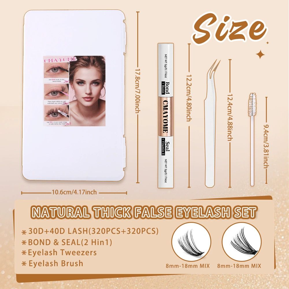 Lash Clusters 80D 100D C Curl Lash Clusters Kit DIY Lash Extension Kit 640Pcs 10-18MM Individual Lashes Clusters Eyelash Extensions with Lash Bond and Seal Lash Tweezers