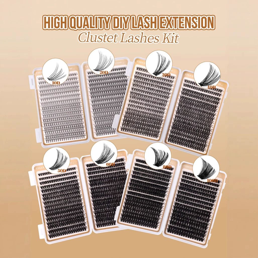 Lash Clusters 80D 100D C Curl Lash Clusters Kit DIY Lash Extension Kit 640Pcs 10-18MM Individual Lashes Clusters Eyelash Extensions with Lash Bond and Seal Lash Tweezers