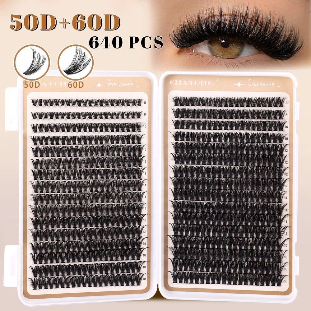 Lash Clusters 80D 100D C Curl Lash Clusters Kit DIY Lash Extension Kit 640Pcs 10-18MM Individual Lashes Clusters Eyelash Extensions with Lash Bond and Seal Lash Tweezers