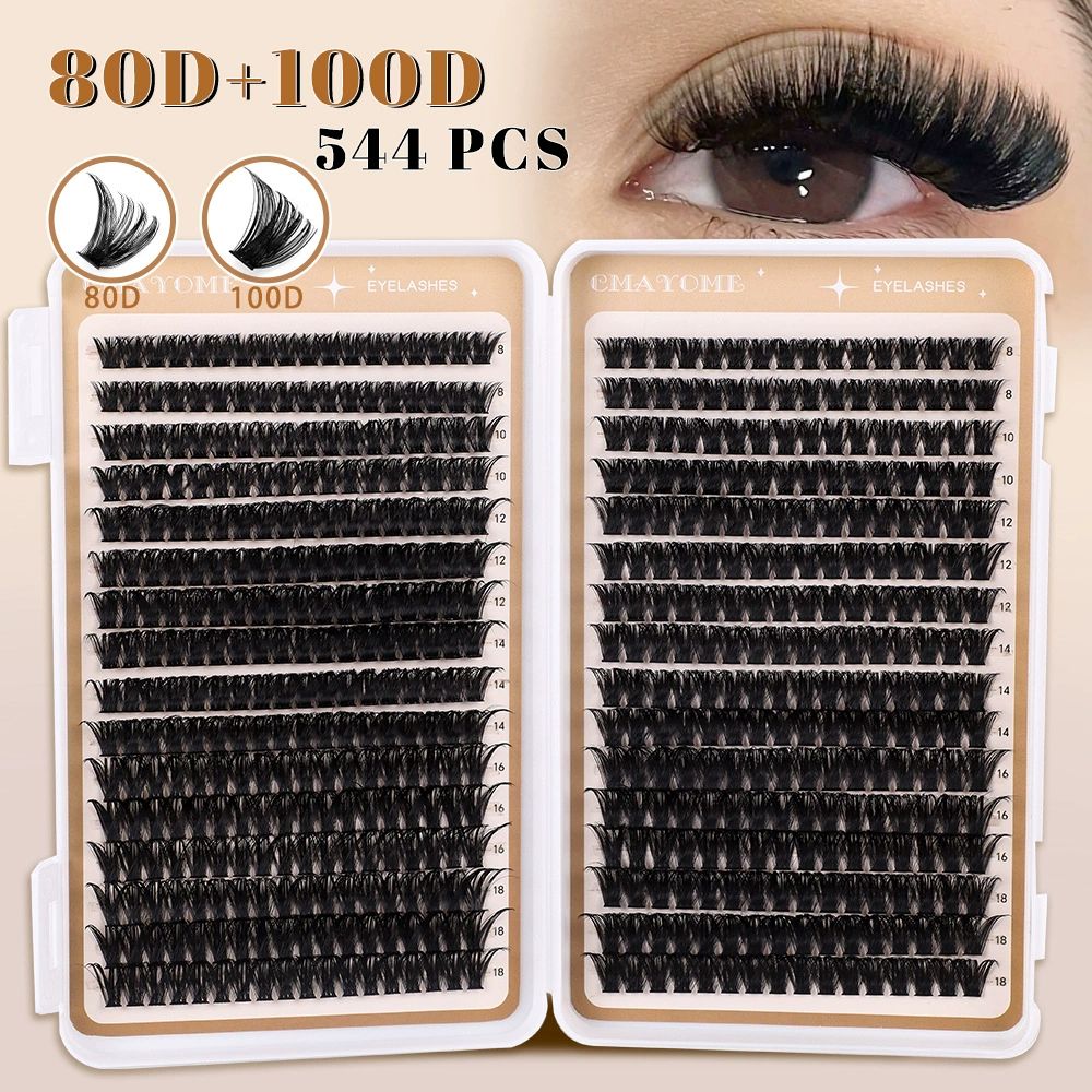 Lash Clusters 80D 100D C Curl Lash Clusters Kit DIY Lash Extension Kit 640Pcs 10-18MM Individual Lashes Clusters Eyelash Extensions with Lash Bond and Seal Lash Tweezers