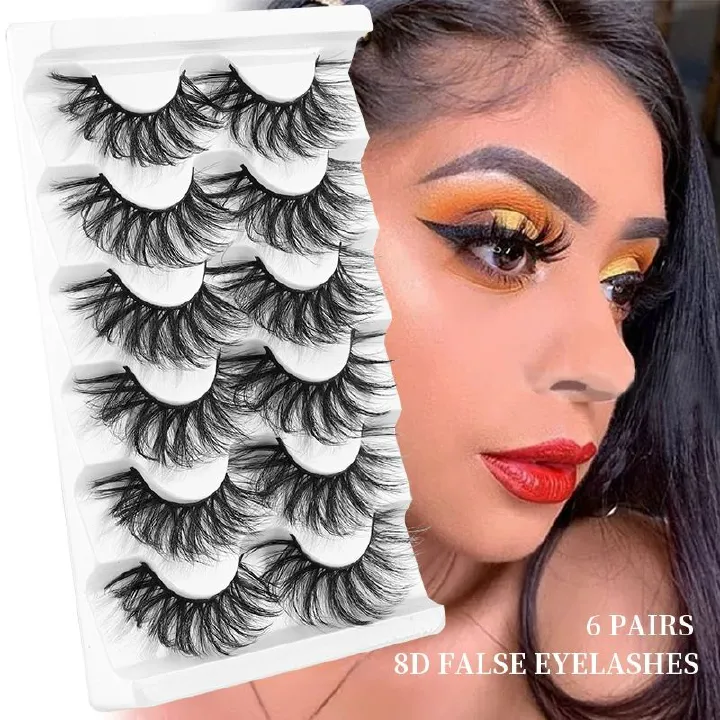 20 mm Lashes Mink Long Dramatic D Curl Big 20mm Mink Lashes 5D Full Volume Strip Eyelashes That Look Like Extensions Wispy Fake Eyelashes Natural Look