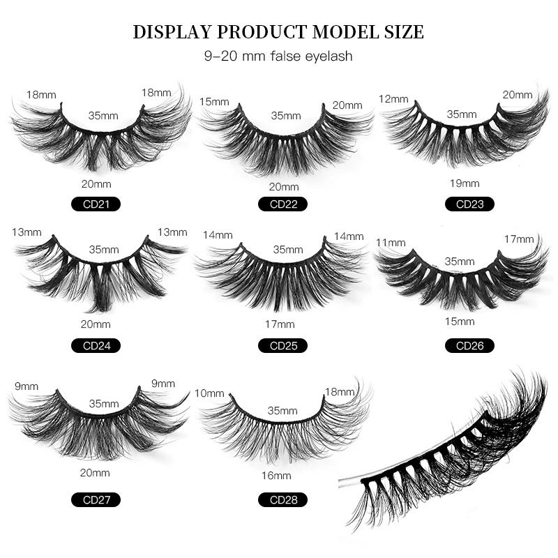 20 mm Lashes Mink Long Dramatic D Curl Big 20mm Mink Lashes 5D Full Volume Strip Eyelashes That Look Like Extensions Wispy Fake Eyelashes Natural Look