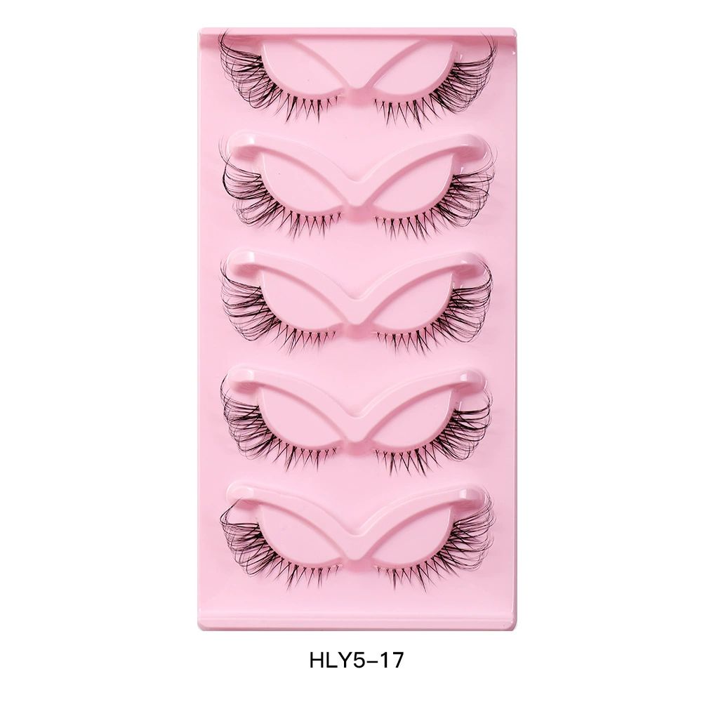 5 Pairs Wispy Lashes Pearl False Eyelashes Fluffy Natural Look False Eyelashes Thick Soft Curly Lash Extensions - Easy Application-Pink view 7