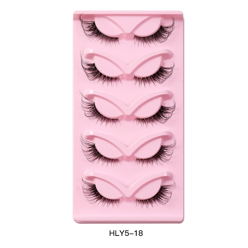 5 Pairs Wispy Lashes Pearl False Eyelashes Fluffy Natural Look False Eyelashes Thick Soft Curly Lash Extensions - Easy Application-Pink view 8