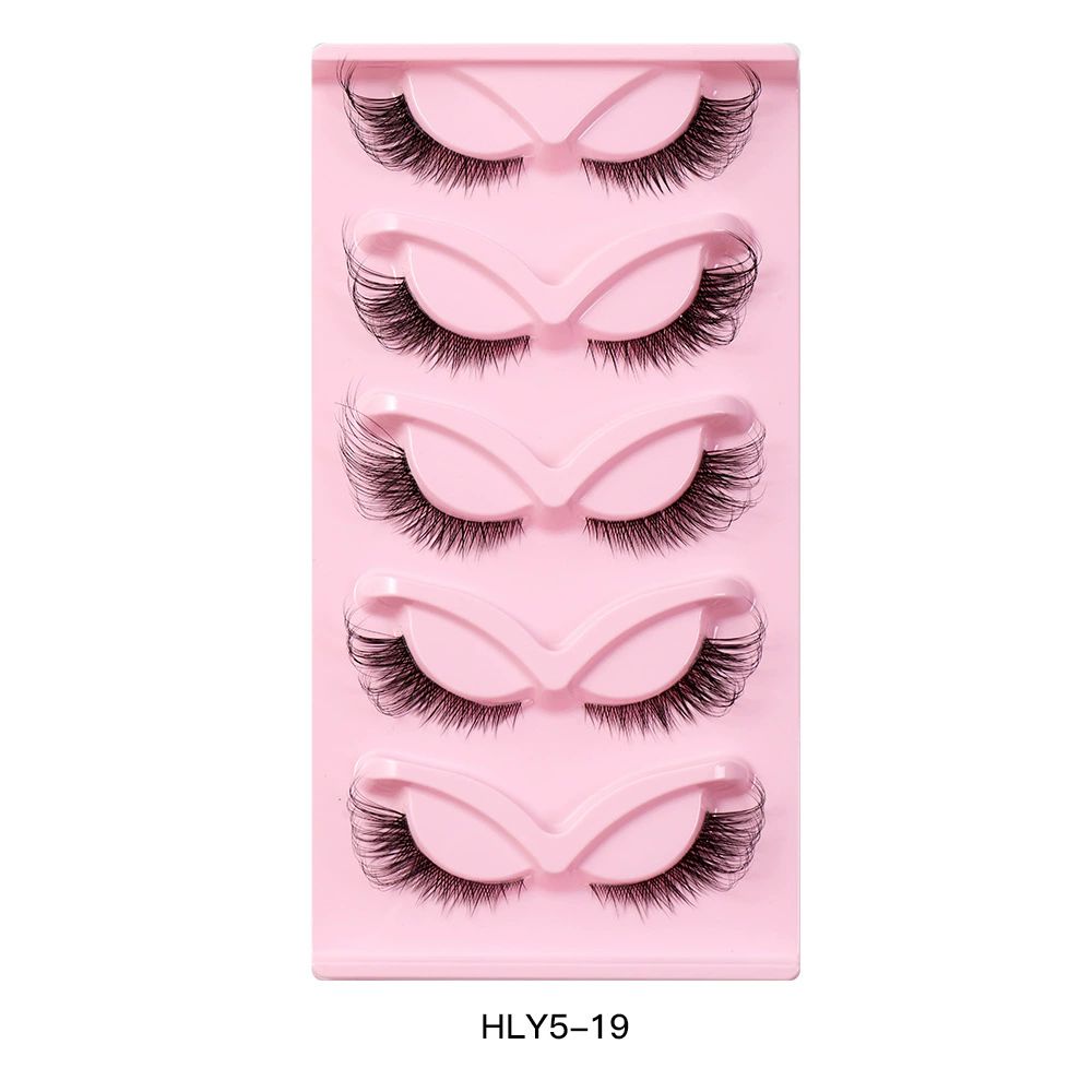 5 Pairs Wispy Lashes Pearl False Eyelashes Fluffy Natural Look False Eyelashes Thick Soft Curly Lash Extensions - Easy Application-Pink view 9