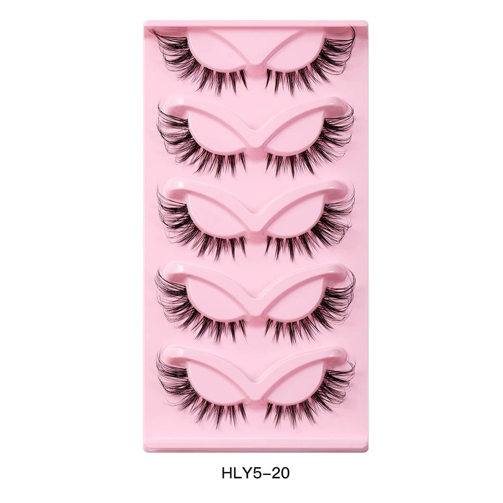 5 Pairs Wispy Lashes Pearl False Eyelashes Fluffy Natural Look False Eyelashes Thick Soft Curly Lash Extensions - Easy Application-Pink view 10