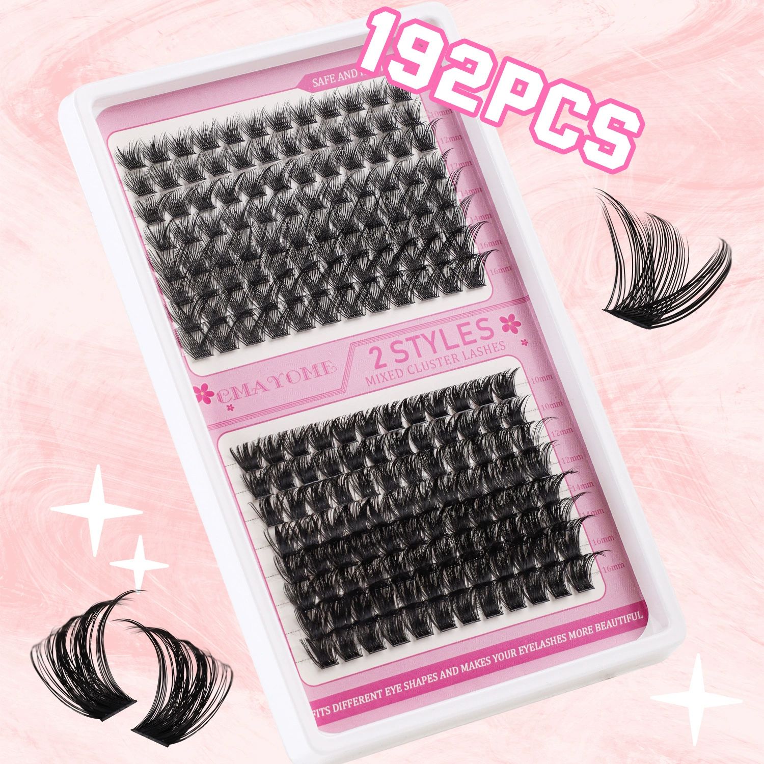 Individual Cluster False Eyelashes Set, 640 Pieces, 3D/4D/5D Mixed Styles, Black, Self-adhesive Application Can be applied in 3 seconds view 3