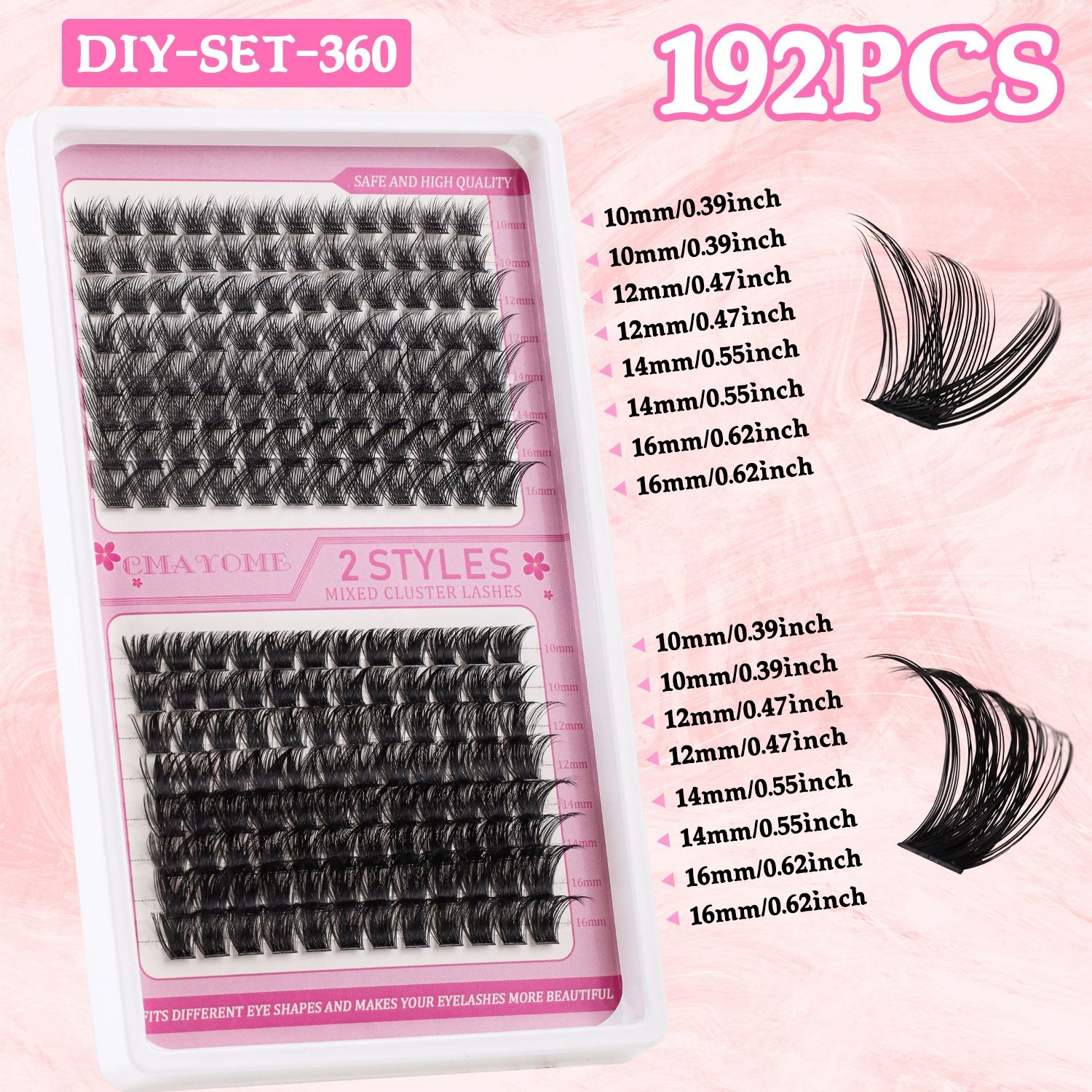 Individual Cluster False Eyelashes Set, 640 Pieces, 3D/4D/5D Mixed Styles, Black, Self-adhesive Application Can be applied in 3 seconds view 9