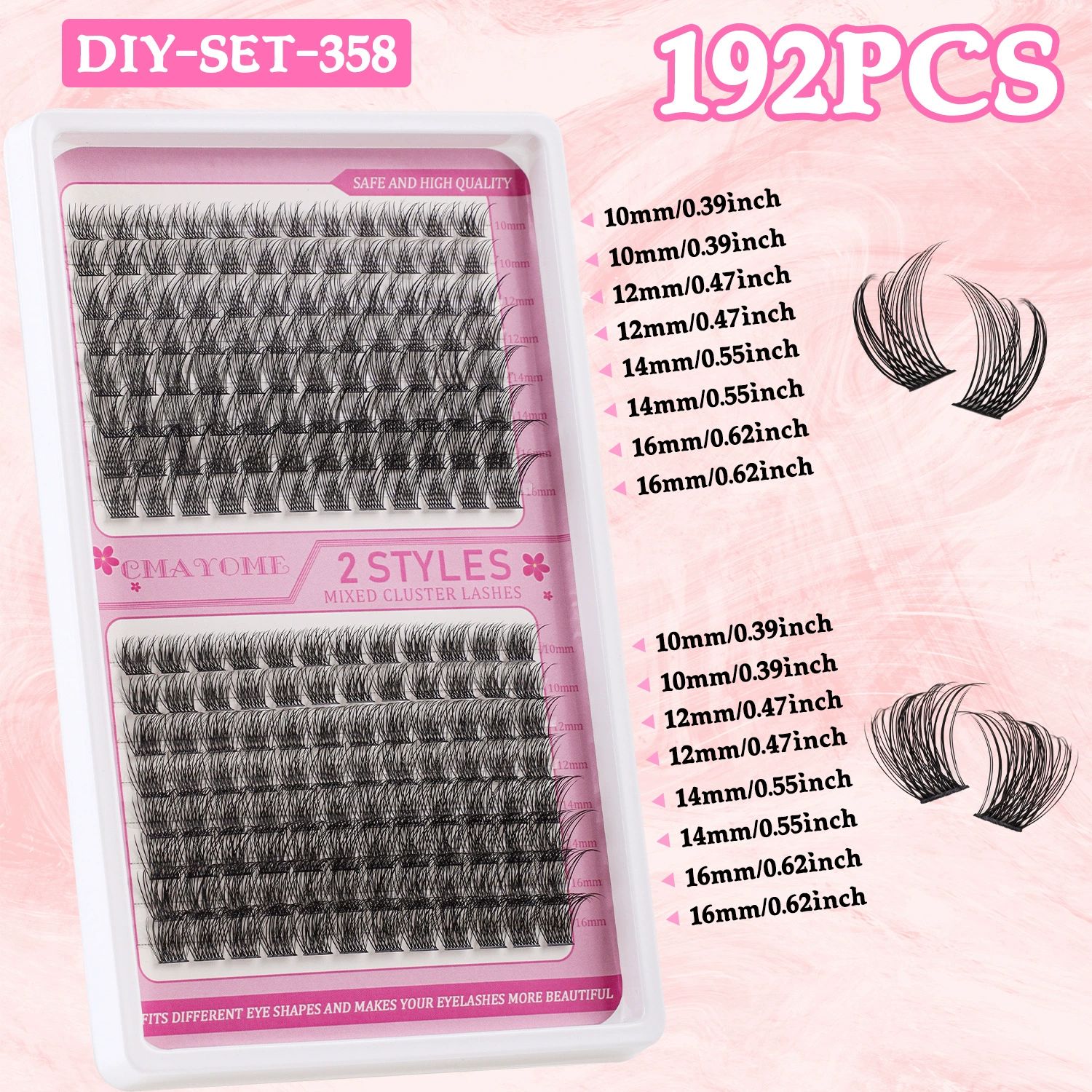 Individual Cluster False Eyelashes Set, 640 Pieces, 3D/4D/5D Mixed Styles, Black, Self-adhesive Application Can be applied in 3 seconds view 7