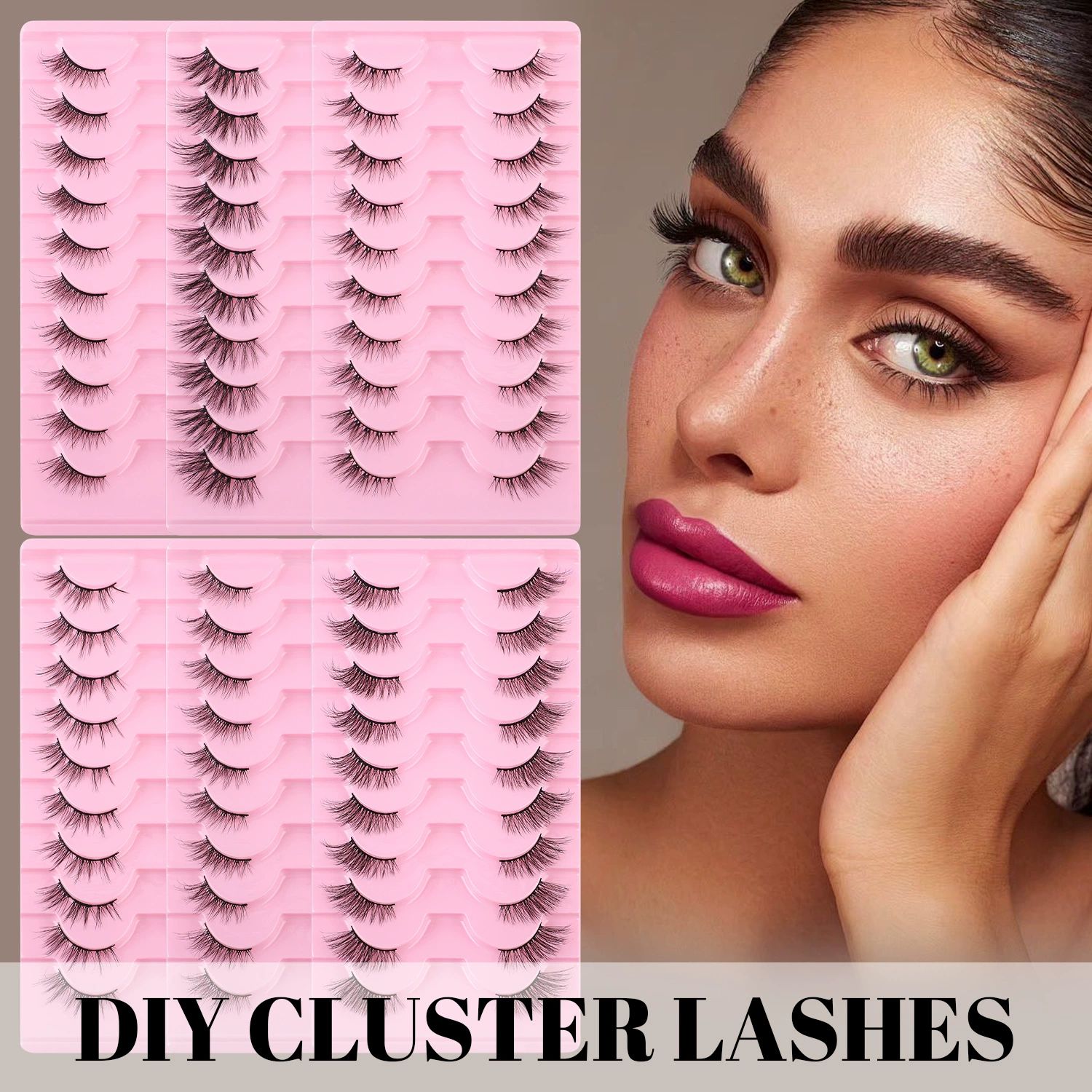 Half Lashes Natural Look Wispy False Eyelashes 15MM 3D Fluffy Faux Mink Lashes Wispy Cat Eye Lashes Look Like Extensions Curly Soft Fake Lashes 10 Pairs