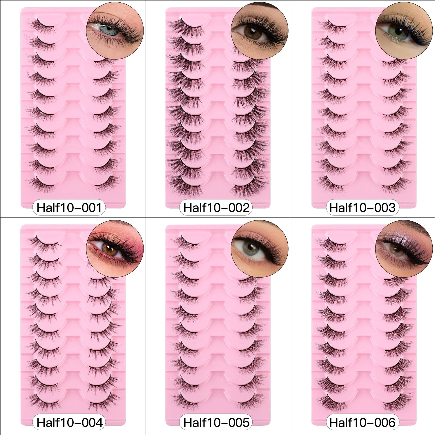 Half Lashes Natural Look Wispy False Eyelashes 15MM 3D Fluffy Faux Mink Lashes Wispy Cat Eye Lashes Look Like Extensions Curly Soft Fake Lashes 10 Pairs