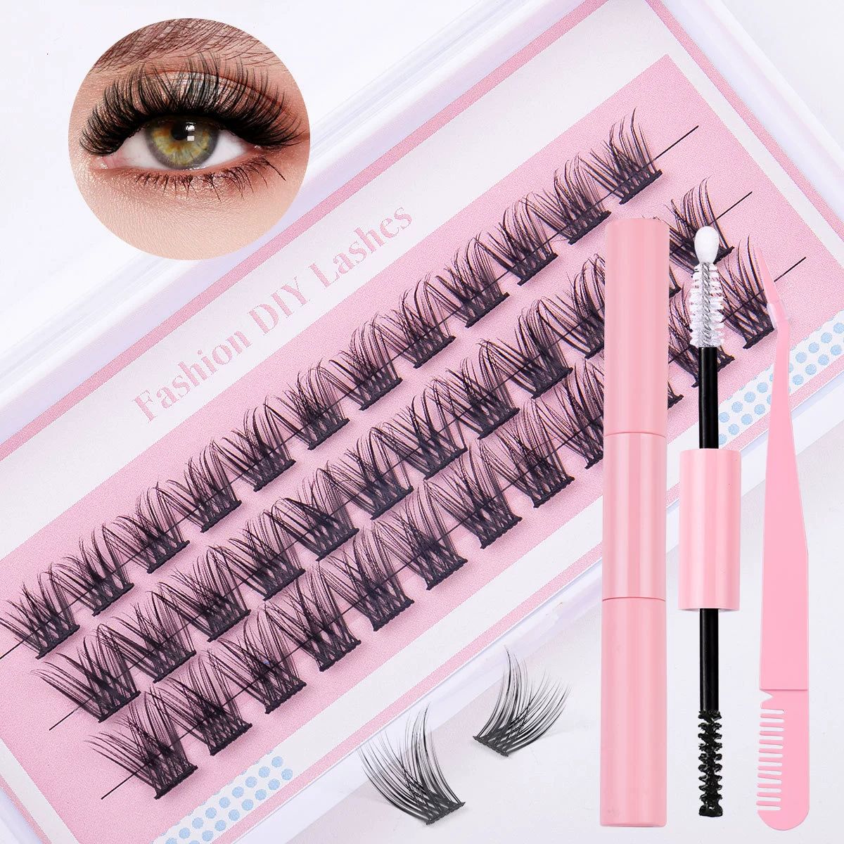 Lash Clusters Eyelash Extension 60 Pcs Lash Clusters With 30D and 40D Curl, 12mm-14mm-10mm Mix Lengths, Contact Lens Friendly, Easy to Apply, Reusable Strip Lashes (30D Lashes+ set)