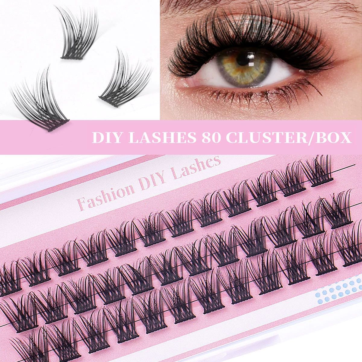 Lash Clusters Eyelash Extension 60 Pcs Lash Clusters With 30D and 40D Curl, 12mm-14mm-10mm Mix Lengths, Contact Lens Friendly, Easy to Apply, Reusable Strip Lashes (30D Lashes+ set)