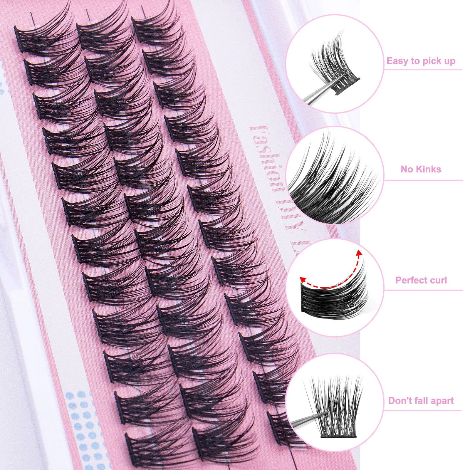 Lash Clusters Eyelash Extension 60 Pcs Lash Clusters With 30D and 40D Curl, 12mm-14mm-10mm Mix Lengths, Contact Lens Friendly, Easy to Apply, Reusable Strip Lashes (30D Lashes+ set)