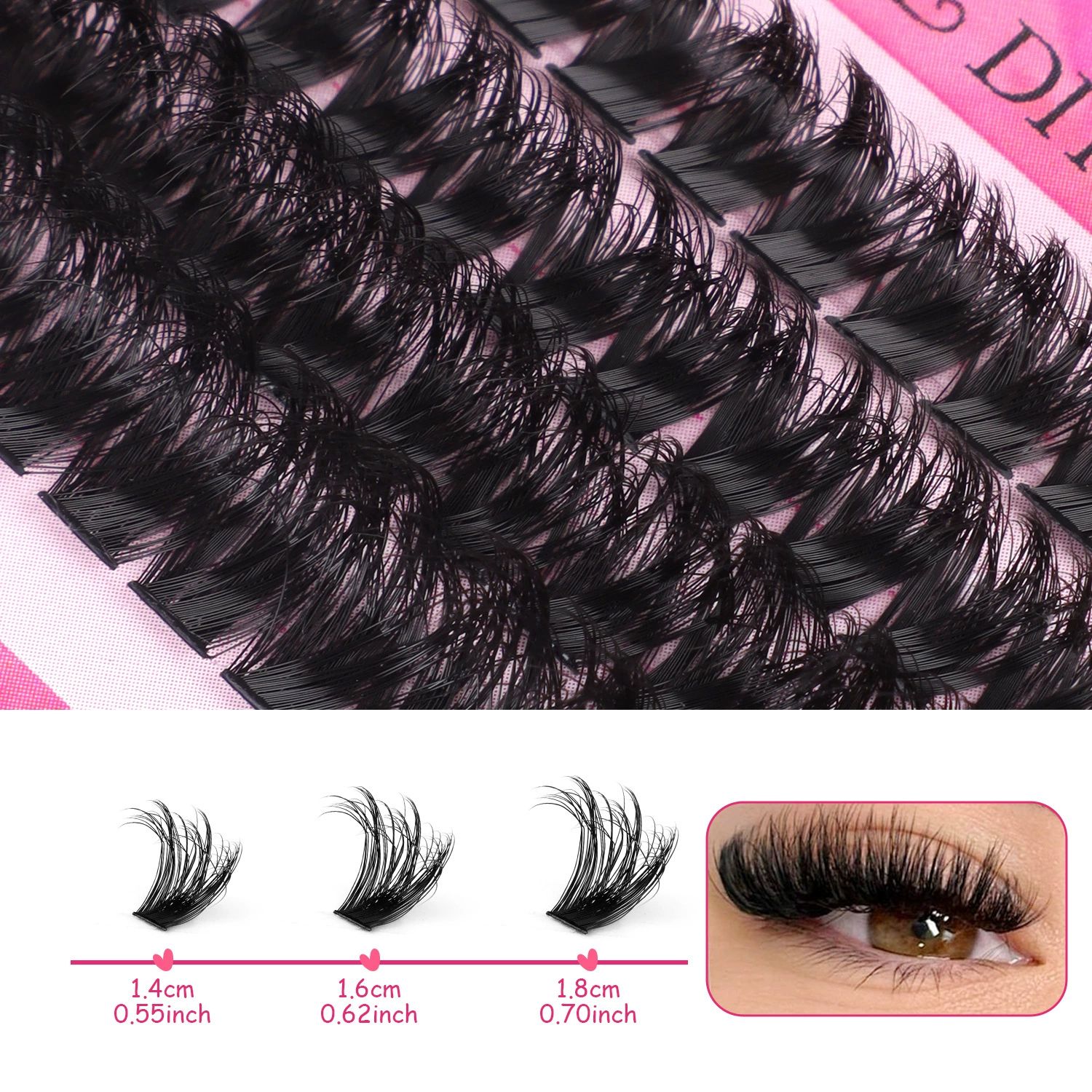 DIY Lash Extension Kit 148pcs, Curl Eyelash Extension Kit, with Applicator and Lash Bond&Seal and Tweezers and eyelash comb 10-16mm, Individual Lashes Clusters Kit view 4