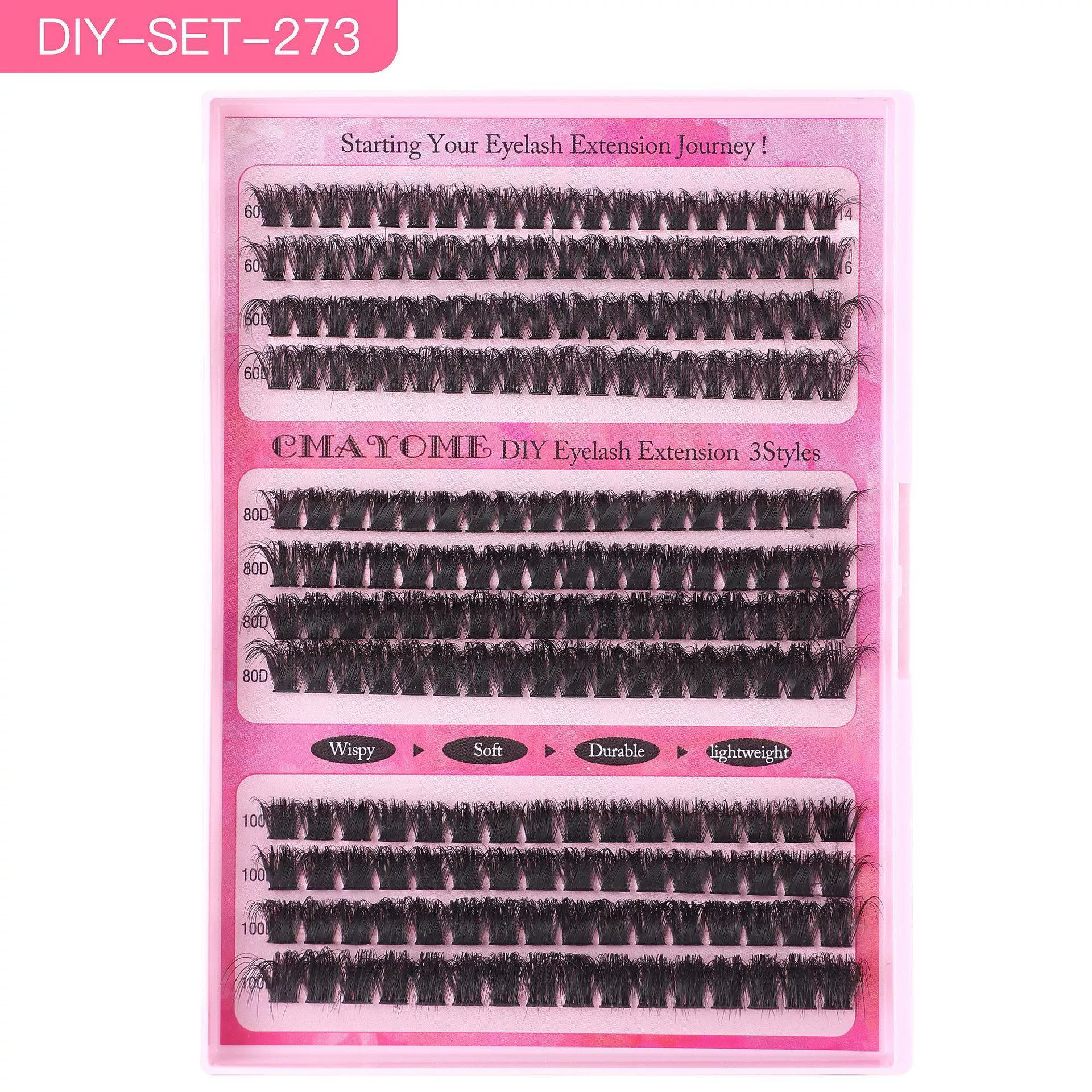 DIY Lash Extension Kit 148pcs, Curl Eyelash Extension Kit, with Applicator and Lash Bond&Seal and Tweezers and eyelash comb 10-16mm, Individual Lashes Clusters Kit view 8