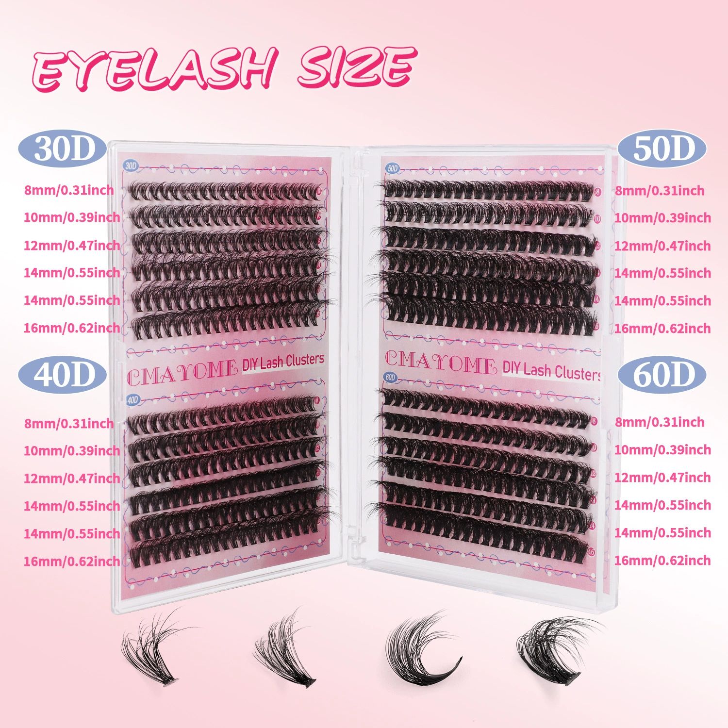 Cluster Eyelash Extensions Fluffier 10-16mm Wispy Lash Clusters 100D Thick Volume Individual Lashes D Curly Eyelash Clusters 480pcs DIY Lash Extension at Home for Beginners